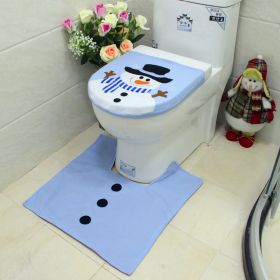 Christmas Decoration Supplies Blue Snowman Toilet Cover