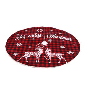 Decoration Red And Black Plaid 119cm Letter Elk Christmas-tree Skirt