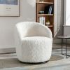 A&A Furniture,Artificial Rabbit Hair Fabric Swivel Accent Armchair Barrel Chair With Black Powder Coating Metal Ring,360¬∞ swivel feature make this mo