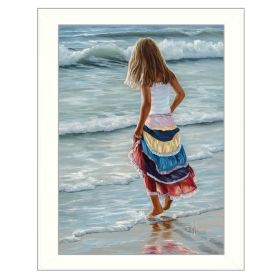 "The Striped Skirt" By Georgia Janisse, Printed Wall Art, Ready To Hang Framed Poster, White Frame