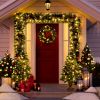 Pre-lit Artificial Christmas 4-Piece Set,Garland, Wreath and Set of 2 Entrance Trees Pre-lit Artificial Christmas 4-Piece Set,Garland, Wreath and Set