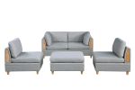 Living Room Furniture Corner Wedge Light Grey Dorris Fabric 1pc Cushion Wedge Sofa Wooden Legs