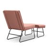 Pink Modern Lazy Lounge Chair, Contemporary Single Leisure Upholstered Sofa Chair Set