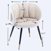 Off-White Velvet lounge chair, black metal feet, unique back design, suitable for office, living room, bedroom