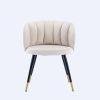 Off-White Velvet lounge chair, black metal feet, unique back design, suitable for office, living room, bedroom