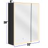 32 X 30 Inch LED Lighted Medicine Cabinet with Mirror for Bathroom Double Door Surface Wall Mount Flip-Out Magnifying Mirror Door Storage Defogger 3 C