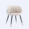 Off-White Velvet lounge chair, black metal feet, unique back design, suitable for office, living room, bedroom