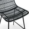 Set of 2, Natural Rattan Indoor Counter Chair , Black Finish Steel legs,Black (17.5"x20"x34")