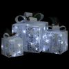 Decorative Christmas Gift Boxes 3 pcs White Outdoor Indoor