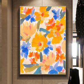 Handmade Oil Painting Canvas Wall Art Decor Original Orange Flower Painting Abstract Floral Painting Living Room Hallway Bedroom Luxurious Decorative (Style: 1, size: 90X120cm)