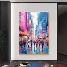 Hand Painted Oil Painting Abstract Cityscape Oil Painting on Canvas Original Urban Scenery Painting Modern Building Art Living room Wall Decor Custom (Style: 1, size: 50X70cm)