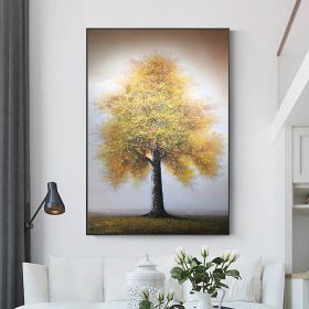 Hand Painted Oil Painting Original Tree Painting on Canvas Large Abstract Gold Big Tower Tree Landscape Acrylic Oil Painting Modern Living Room Wall A (Style: 1, size: 90X120cm)