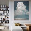 Hand Painted Oil Painting White Cloud Textured Wall Art Blue Sky Painting Cloud Painting Minimalist Cloud Wall Art White Cloud Art Blue Sky Wall Art N