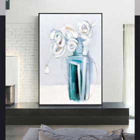 Hand Painted Oil Painting Minimalism Abstract Floral Oil On Canvas Large Original Floral Scenery Acrylic Modern Painting Wall Art Living Room Decor (Style: 1, size: 60X90cm)