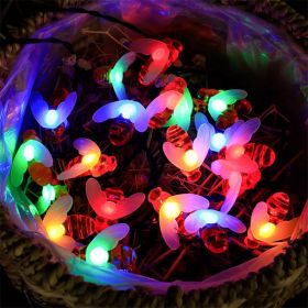 Solar String Lights Outdoor Waterproof Simulation Honey Bees Lamp Fairy Lights with 8 Lighting Decor for Garden Xmas Decorations (Color: colorful, size: 11M60leds)