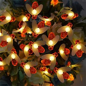 Solar String Lights Outdoor Waterproof Simulation Honey Bees Lamp Fairy Lights with 8 Lighting Decor for Garden Xmas Decorations (Color: warmwhite, size: 6.5M30leds)