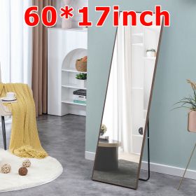 Brown Solid Wood Frame Full-length Mirror, Dressing Mirror, Bedroom Home Porch, Decorative Mirror, Clothing Store, Floor Mounted Large Mirror, Wall Mo (Color: as Pic)