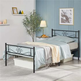 Jocelyn Modern Scroll Metal Platform Twin Bed, Black (actual_color: antiquegold, bed_size: full)