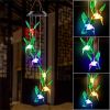 LED Colorful Solar Power Wind Chime Crystal Hummingbird Butterfly Waterproof Outdoor Windchime Solar Light for Garden outdoor